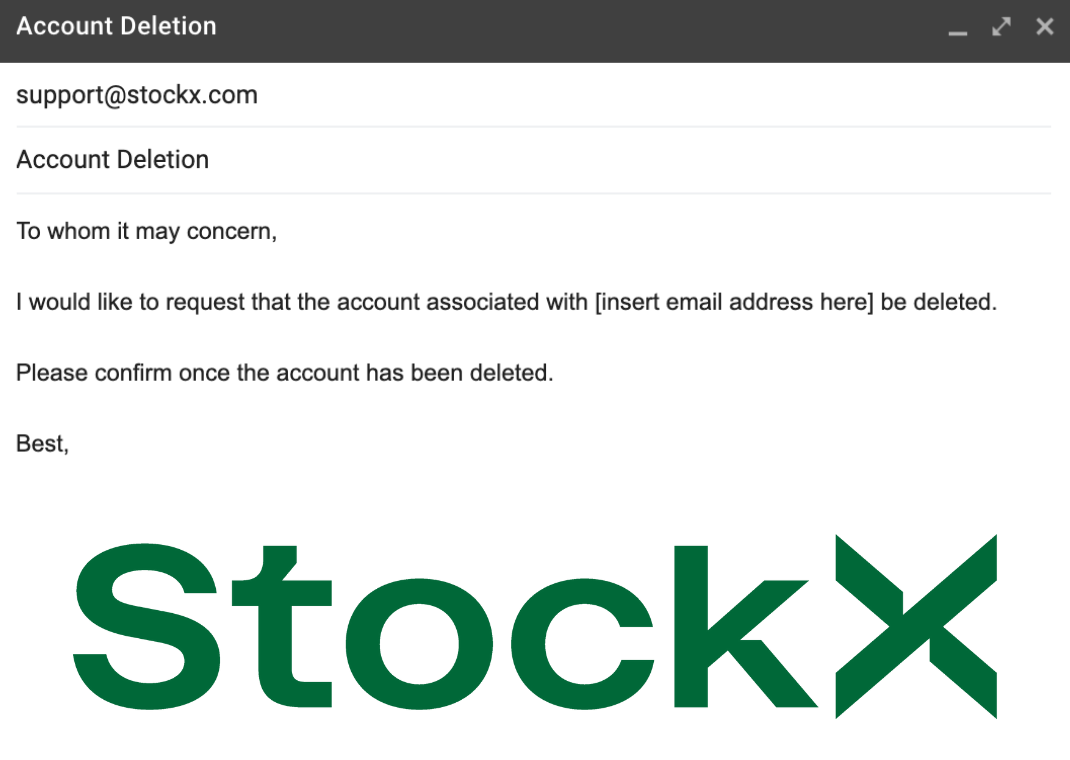 Screenshot of Email to StockX Support