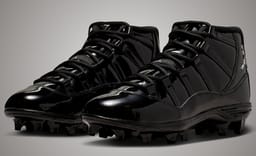 Jordan adds Triple Black Patent Leather to Jordan 11 Football Cleats