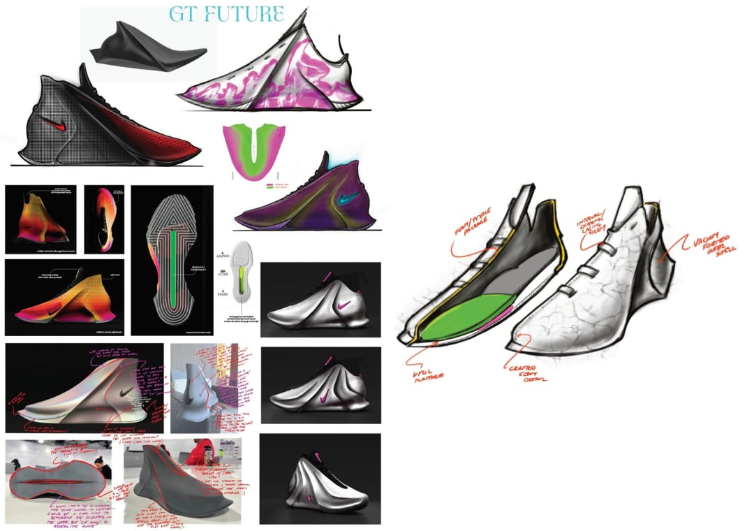Early design sketches of the Nike GT Future shared by Jason Petrie
