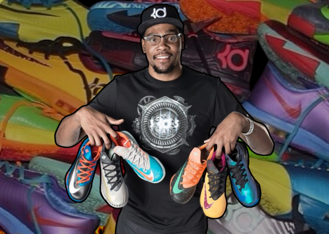 Kevin Durant holding the Nike KD 6