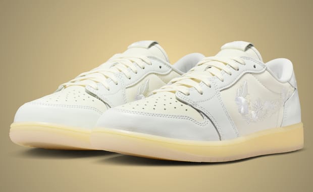 Official Images Show the Embroidered Detail on the Air Jordan 1 Retro Low OG Floral Swoosh
