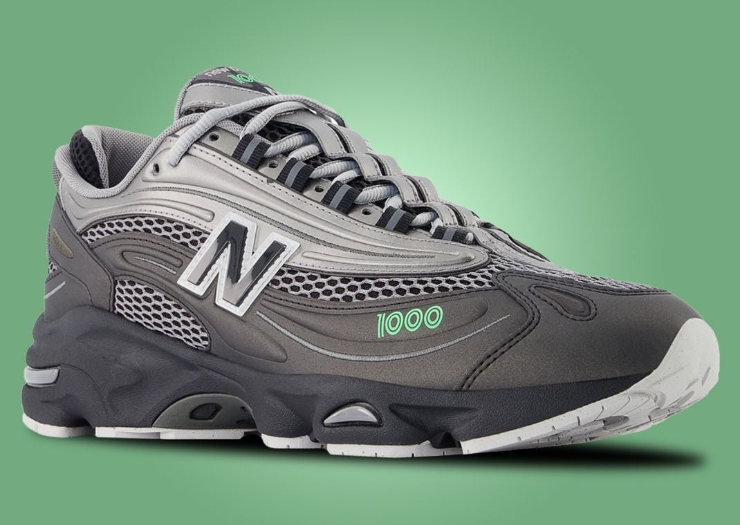 New Balance 1000 Dark Silver Metallic Lime Leaf