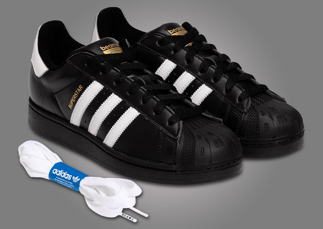 BEAMS x adidas Superstar Black White Angle