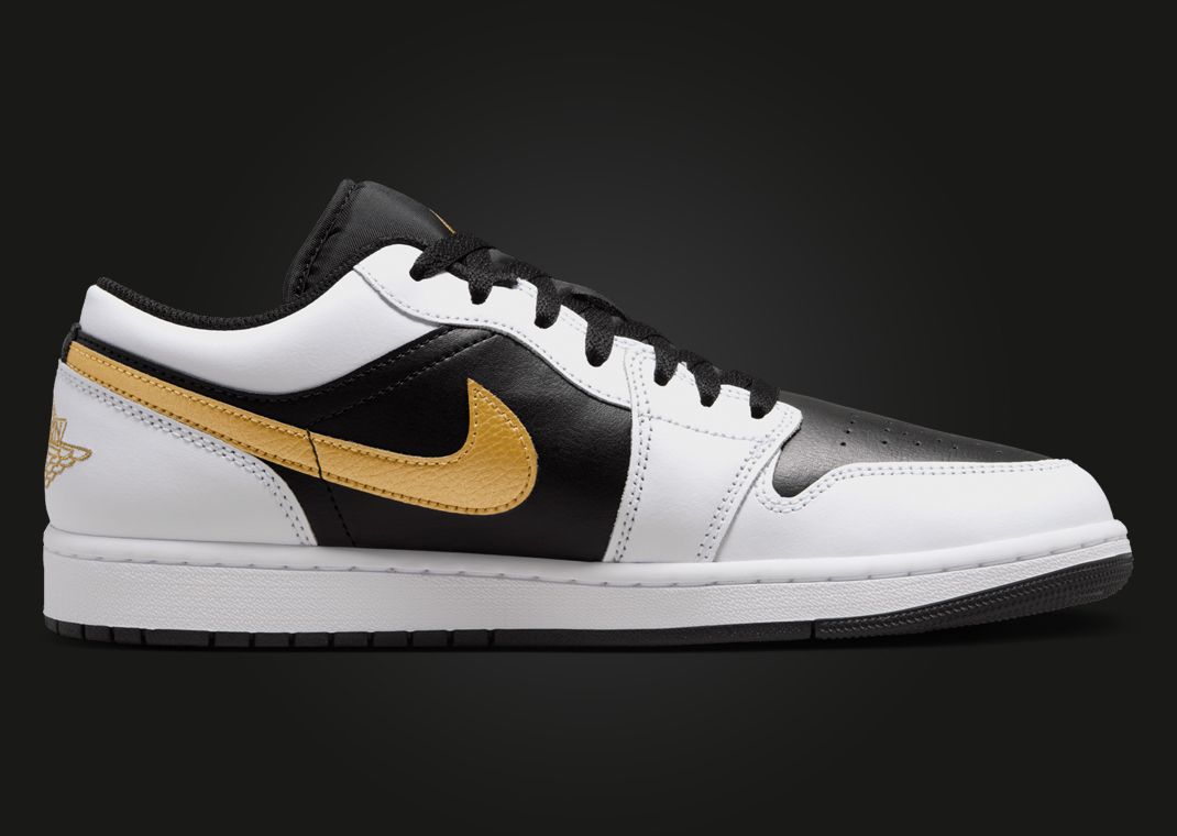 Air Jordan 1 Low White Black Metallic Gold Medial