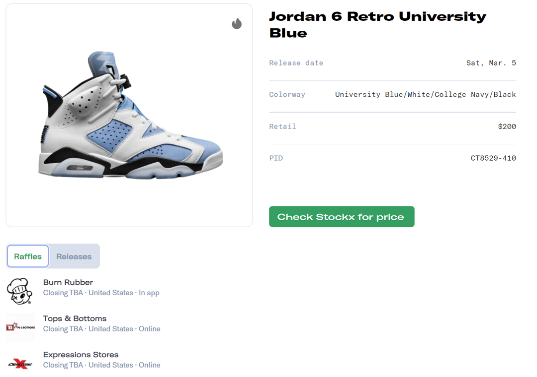Air Jordan 6 UNC Raffle Guide