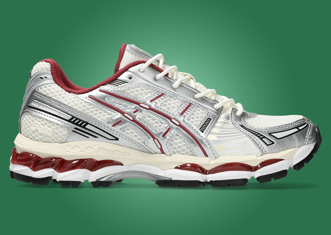 Asics Gel-Kayano 12.1 Metallic Silver Burgundy Lateralo