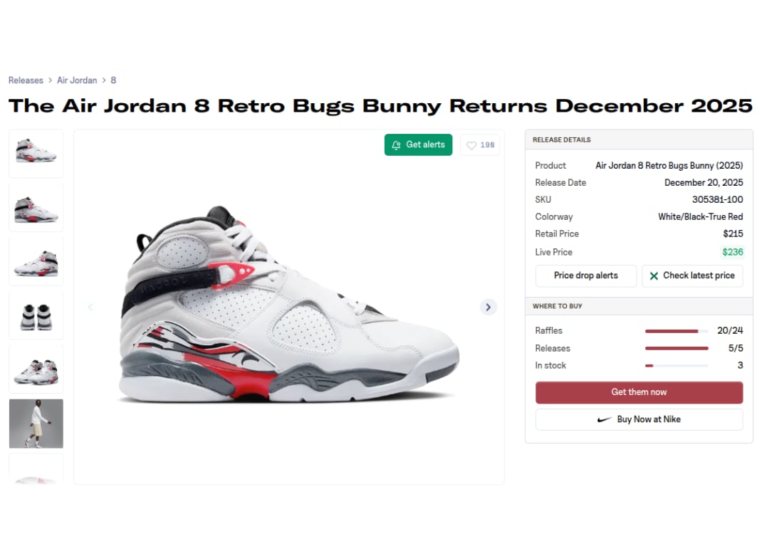 Where to Buy Air Jordan 8 Retro Bugs Bunny