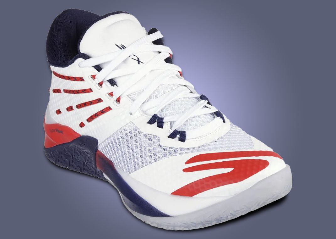 Skechers SKX Reign White Navy Red Angle