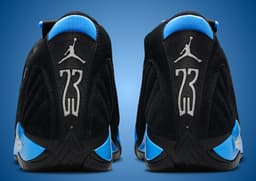 Air Jordan 14 Black University Blue Heel