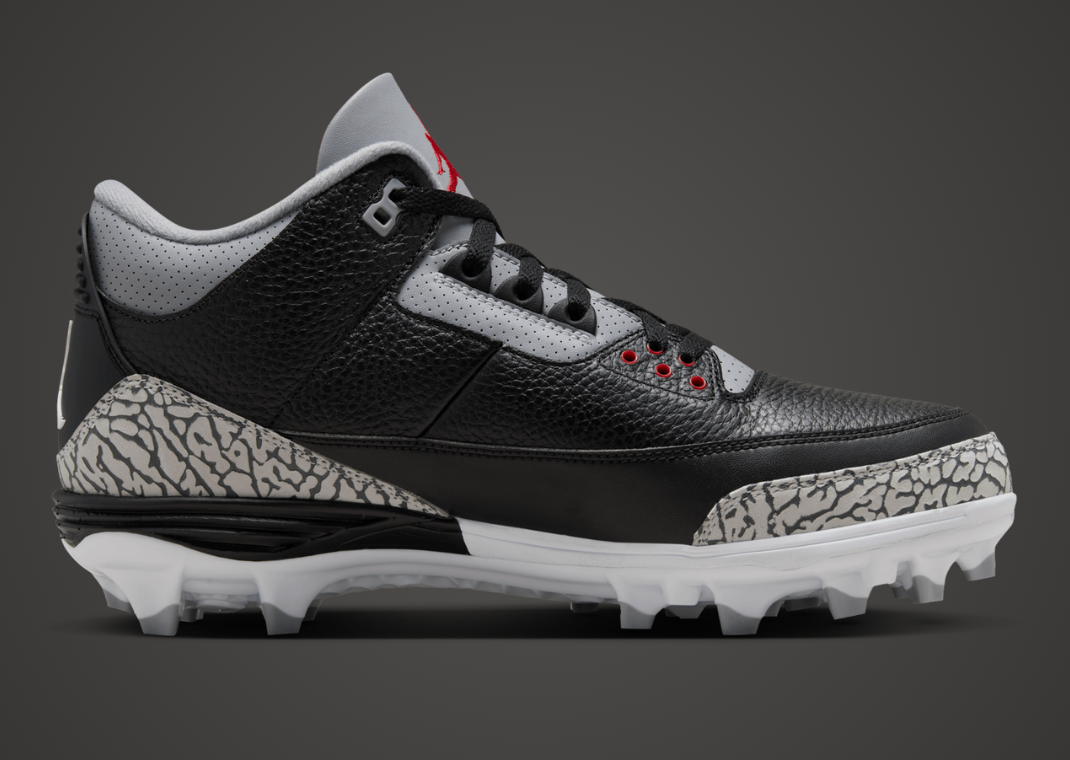 Air Jordan 3 Mid TD Cleat Black Cement Medial