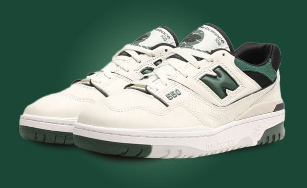 Pine Green Leather And Suede Cameo On This New Balance 550