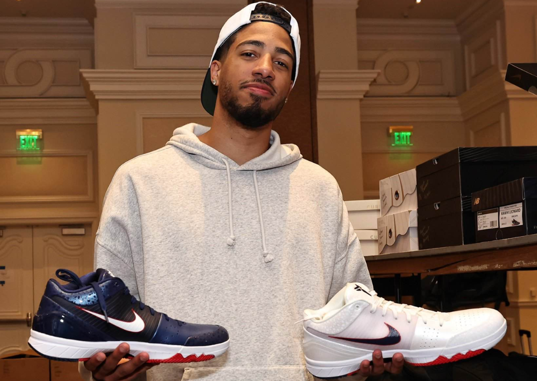 Tyrese Haliburton With New Nike Kobe 4 Protro Olympic USA PEs