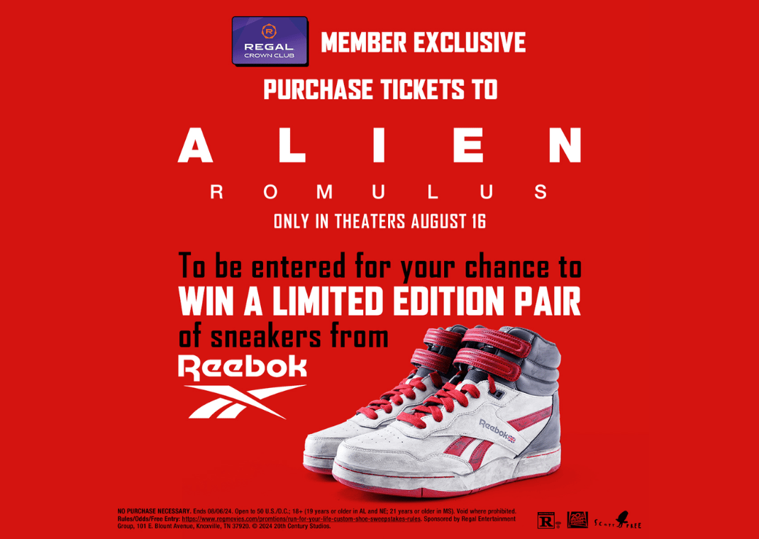 Regal Cinemas x Alien Romulus x Reebok Sneaker Giveaway