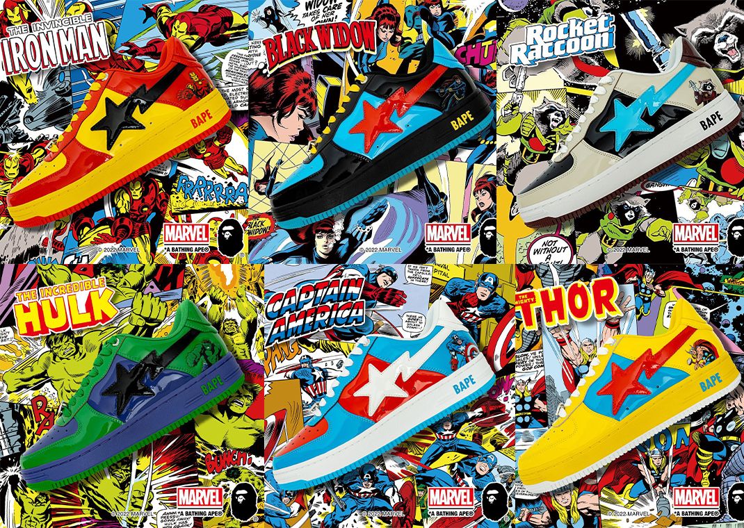 Marvel x A Bathing Ape BAPESTA Collection