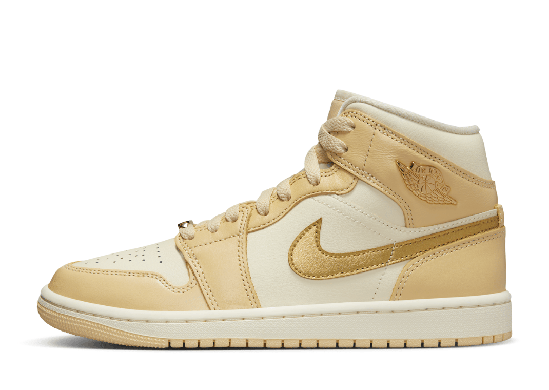 Air Jordan 1 Mid SE Pale Vanilla Metallic Gold (W) Lateral