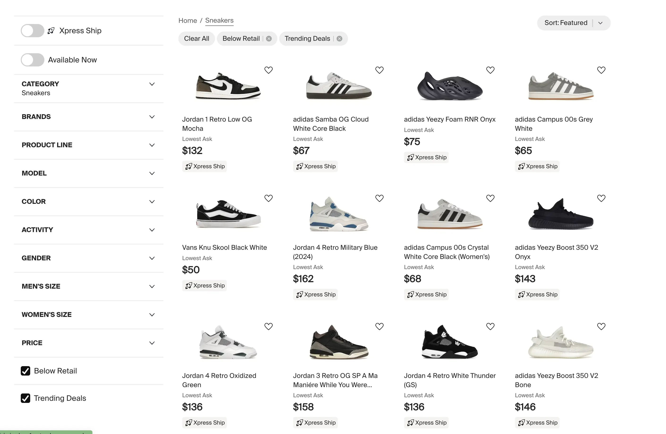 Browse StockX for sneakers below retail