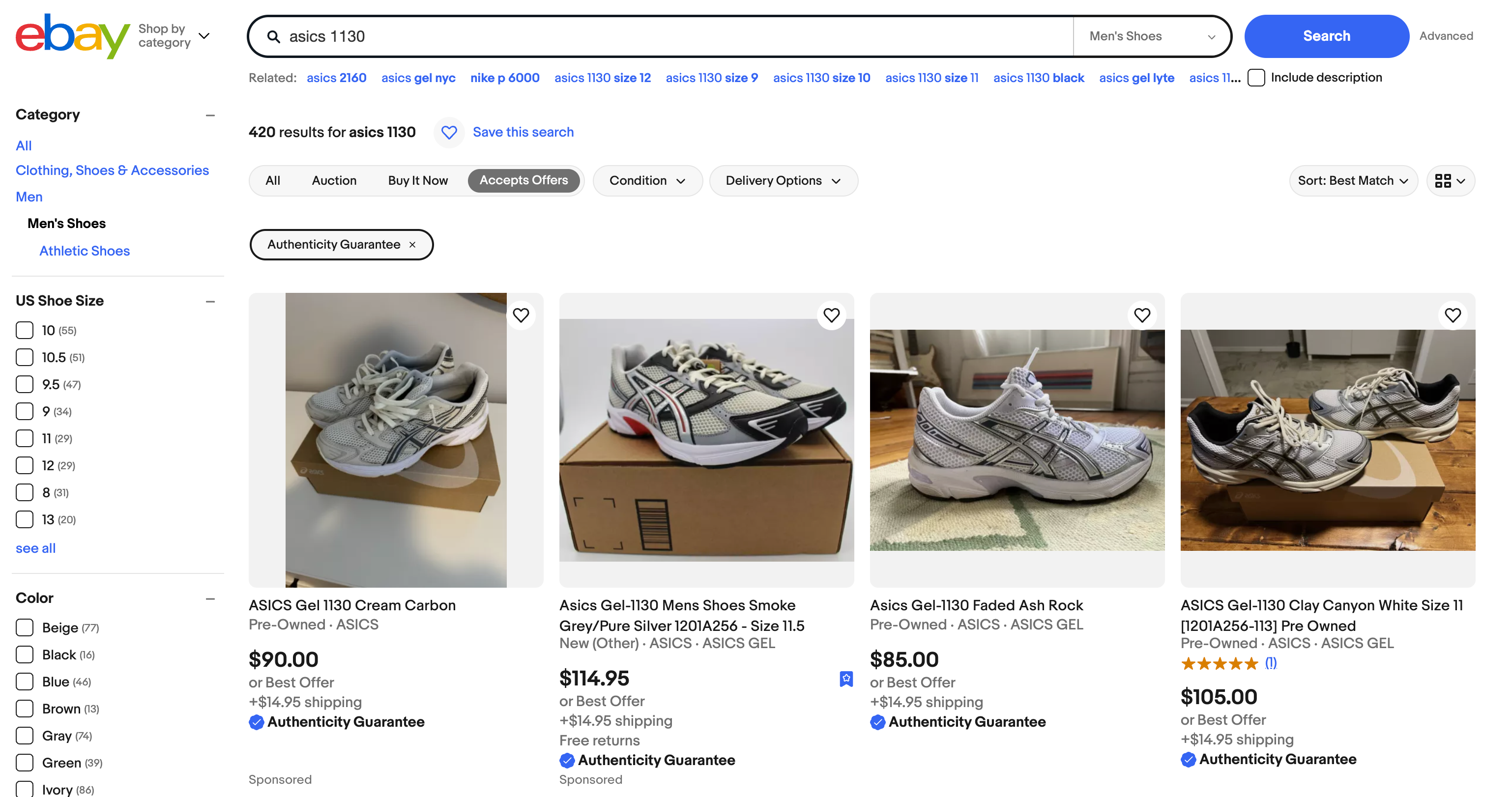 Searching for asics 1130 sneaker deals on eBay