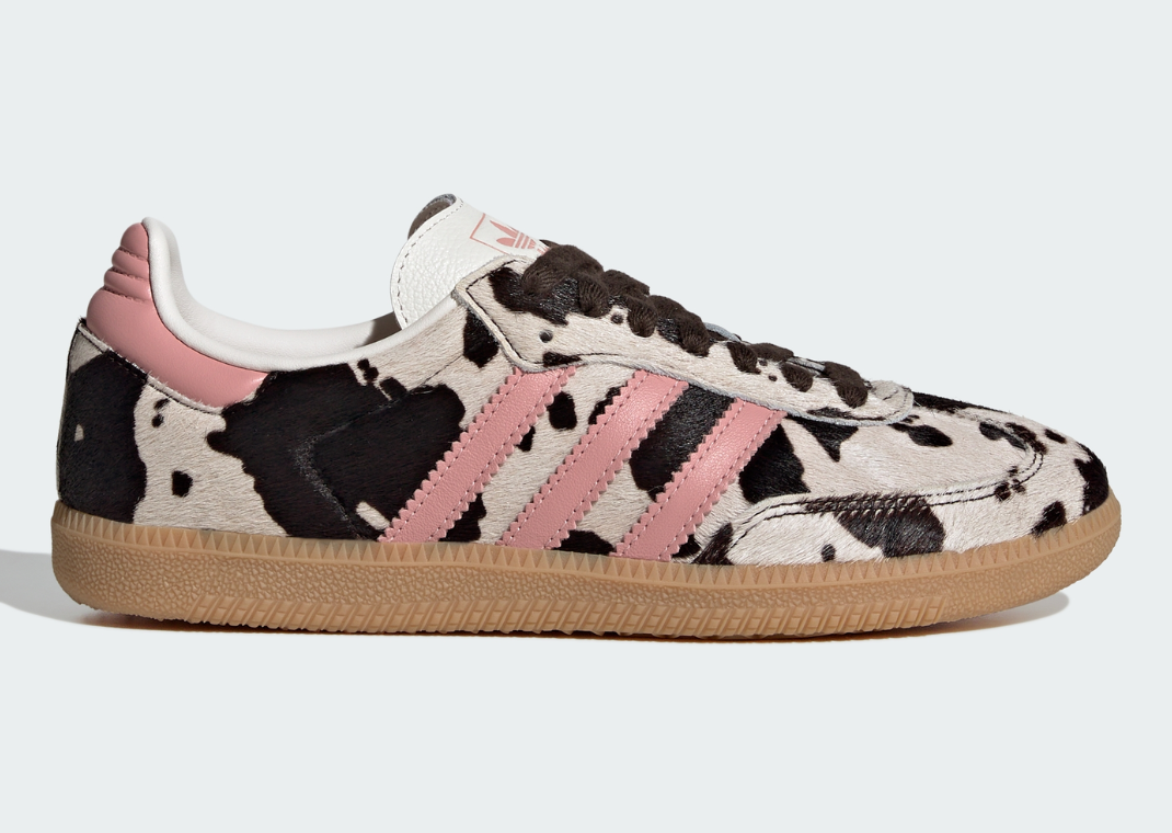 adidas Samba Cow Print White Pink - Lateral
