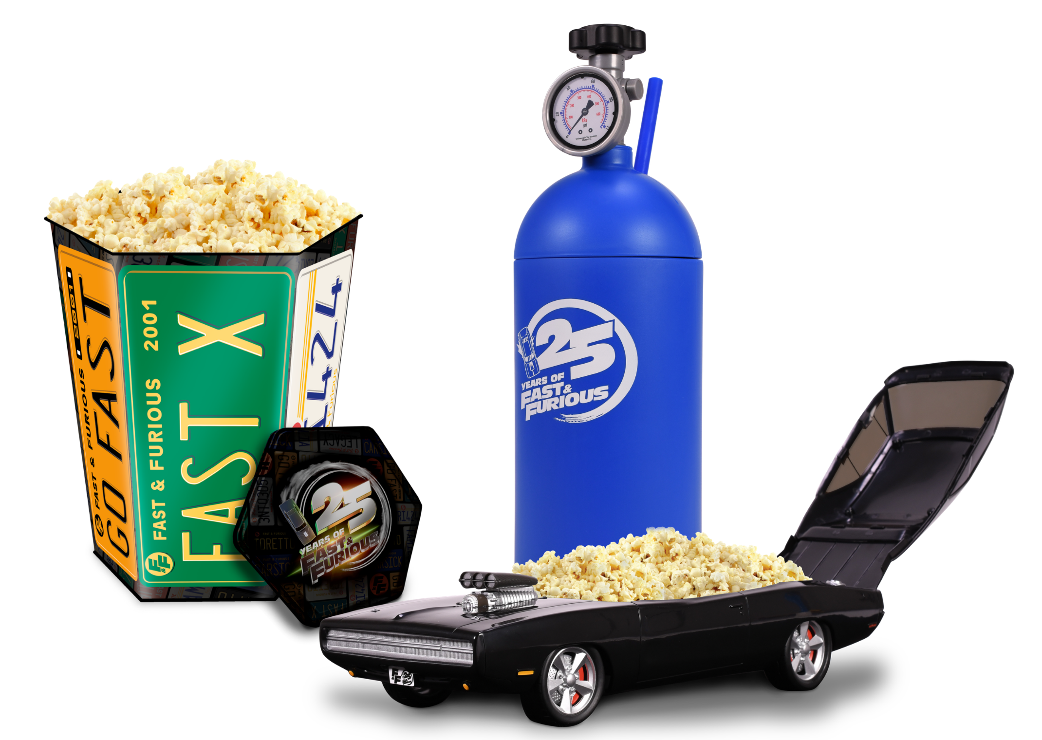 The Fast & Furious popcorn buckets and collectible cup