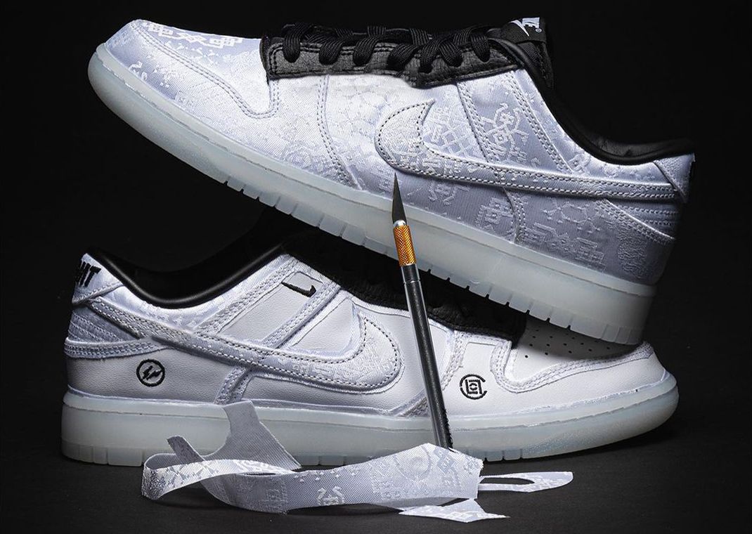 The fragment design x CLOT x Nike Dunk Low Drops June 14th