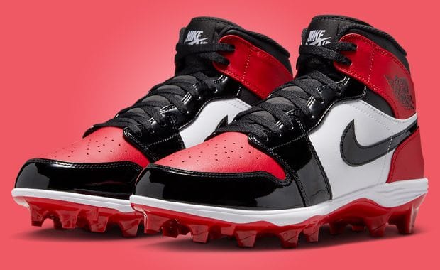 The Air Jordan 1 Mid Cleat TD Bred Toe is Available Now