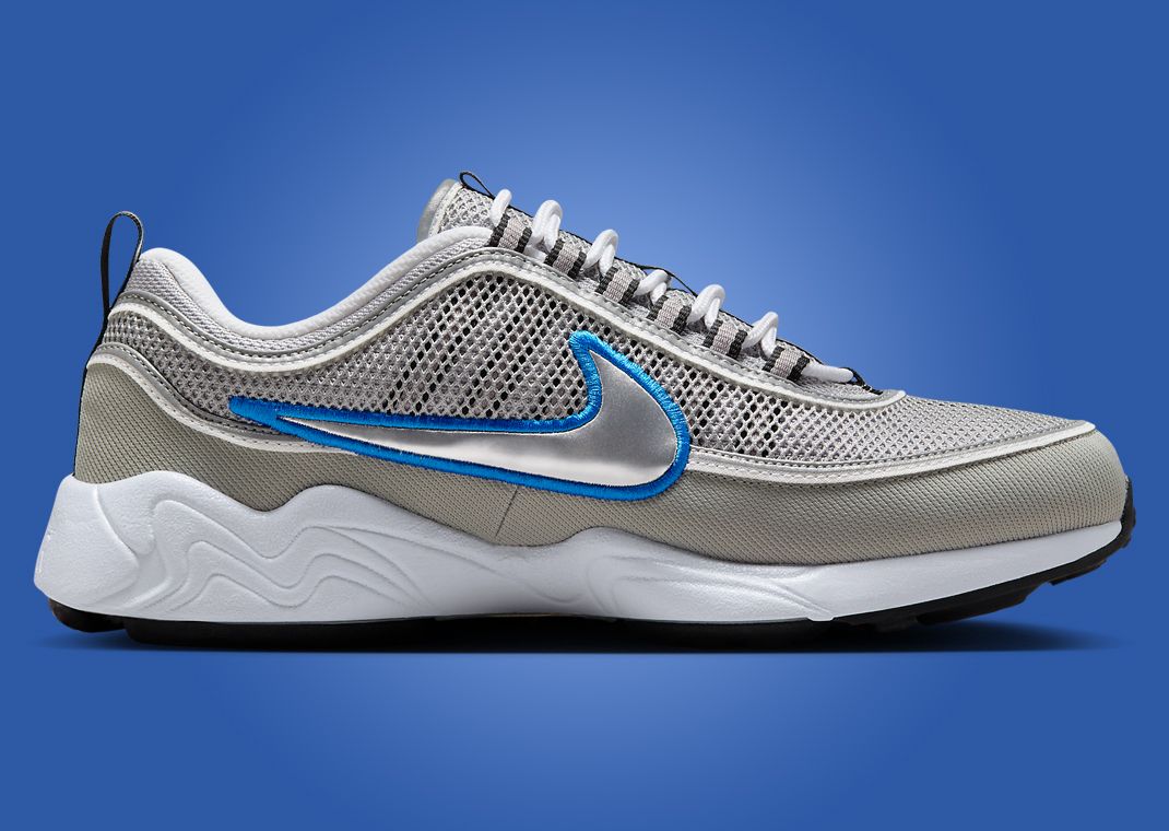 Nike Air Zoom Spiridon Metallic Silver Signal Blue Medial