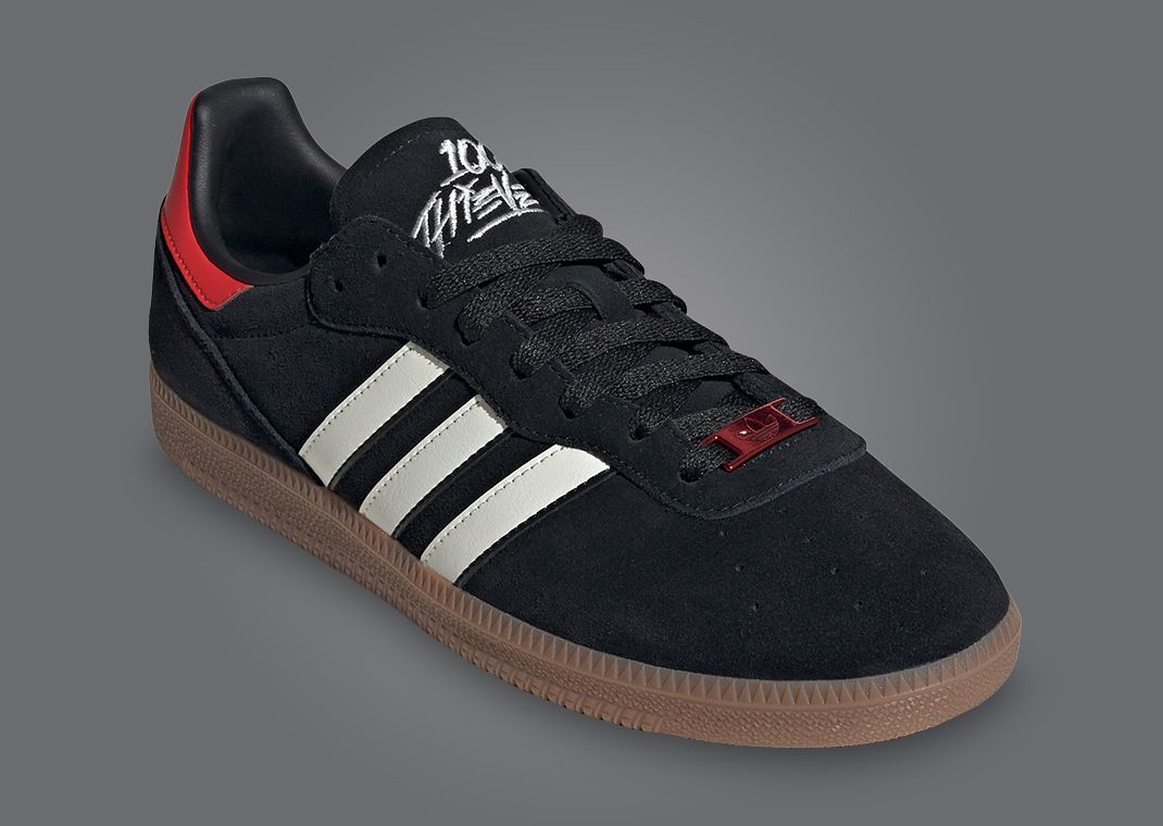 The 100 Thieves x adidas Palos Hills Black Red Restocks June