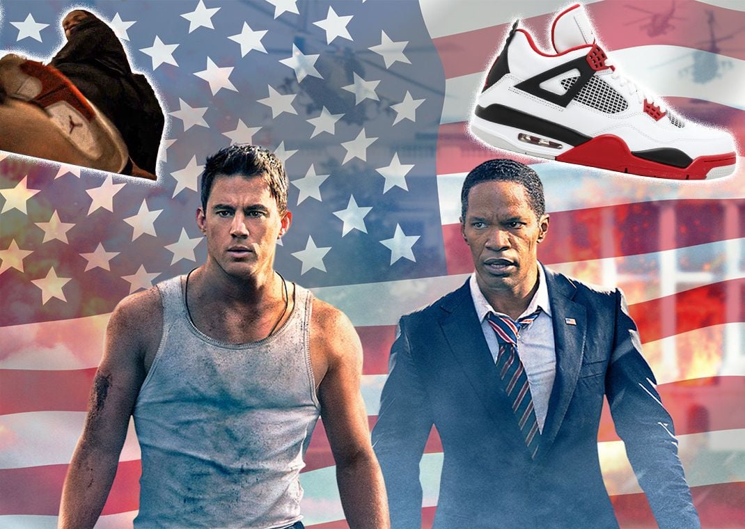 American President Jamie Foxx wears Air Jordan 4 Fire Red