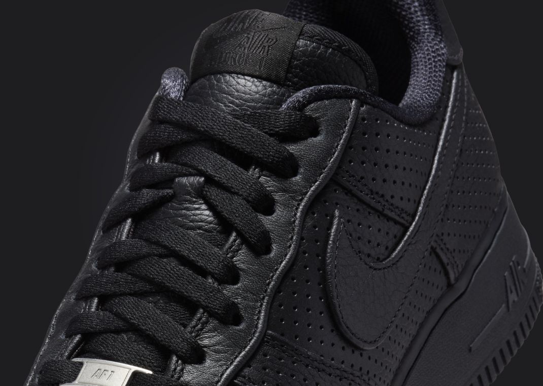 Nike Air Force 1 Low Black Perforations Tongue Tag
