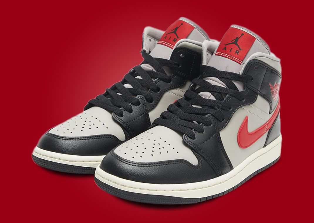 Air Jordan 1 Mid Black Gym Red College Grey (W)
