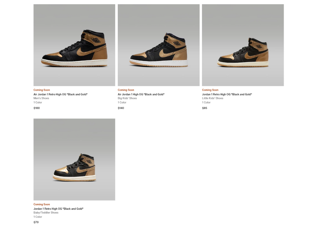 Air Jordan 1 Retro High OG Black Gold Nike Page