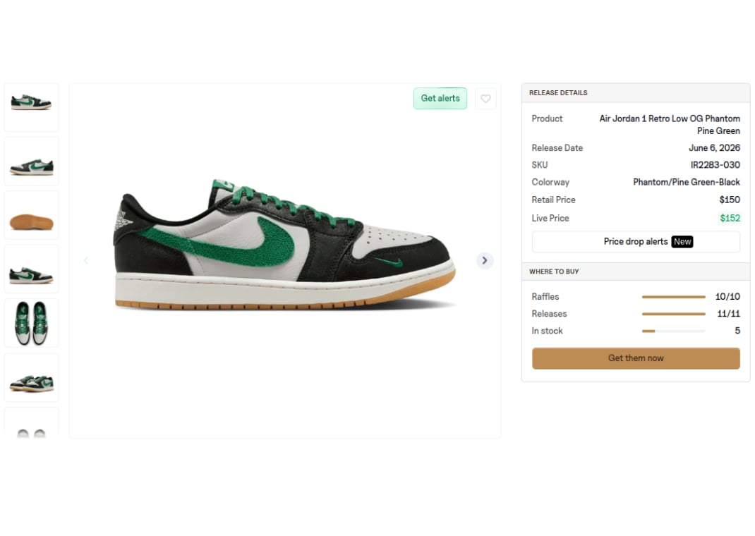 Air Jordan 1 Low OG Phantom Pine Green