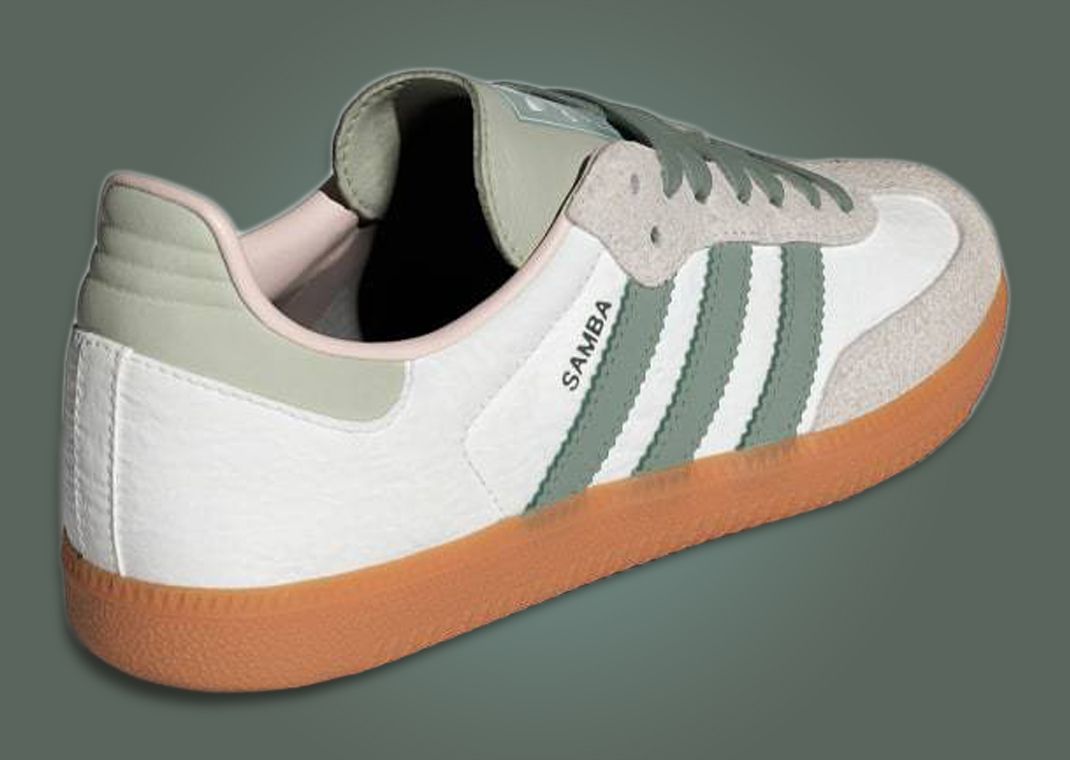 adidas Samba OG Cloud White Silver Green Heel Angle