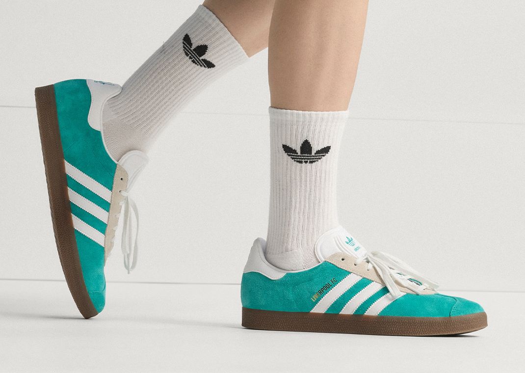 Liverpool x adidas Gazelle Third Kit On Foot
