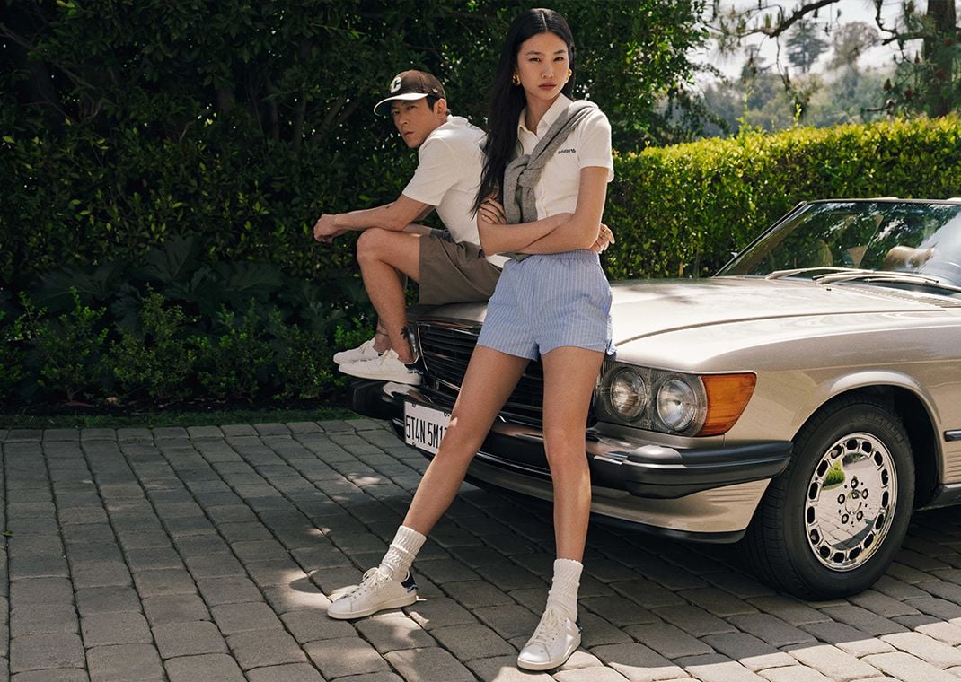 CLOT x adidas Stan Smith Beaded White Navy Campaign