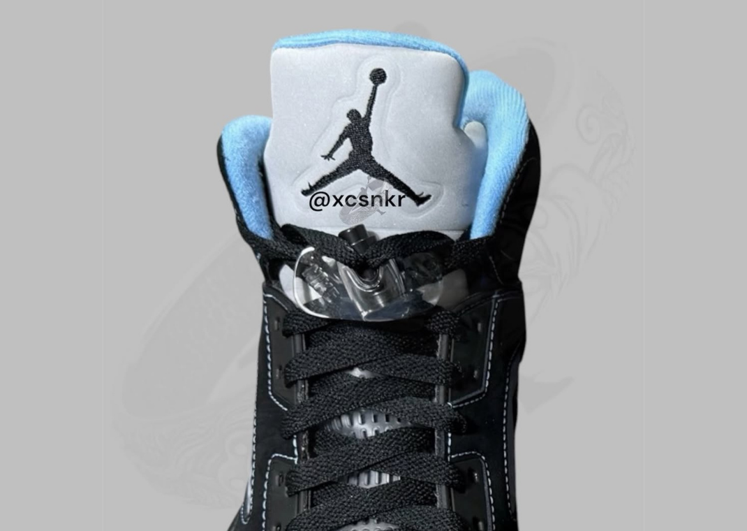 Air Jordan 5 Retro Black University Blue Tongue
