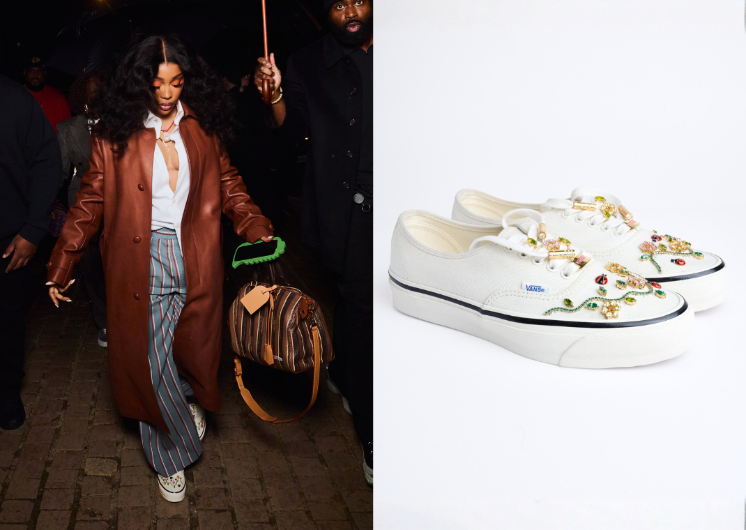SZA wearing custom Vans at Paris Fashion Week