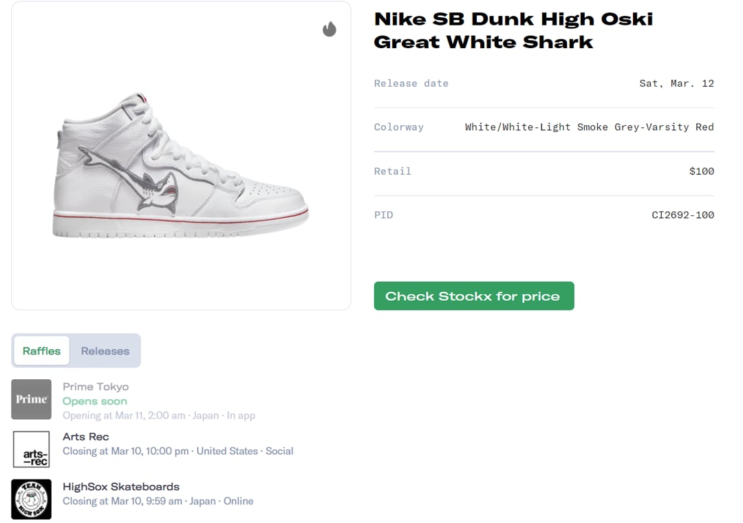 Oski x Nike SB Dunk High Great White Shark Raffle Guide