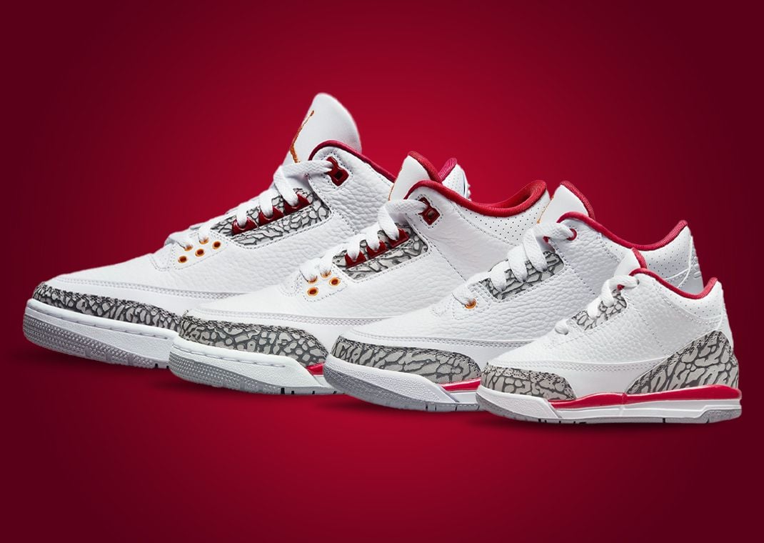 Air Jordan 3 Retro "Cardinal Red" full-family size run