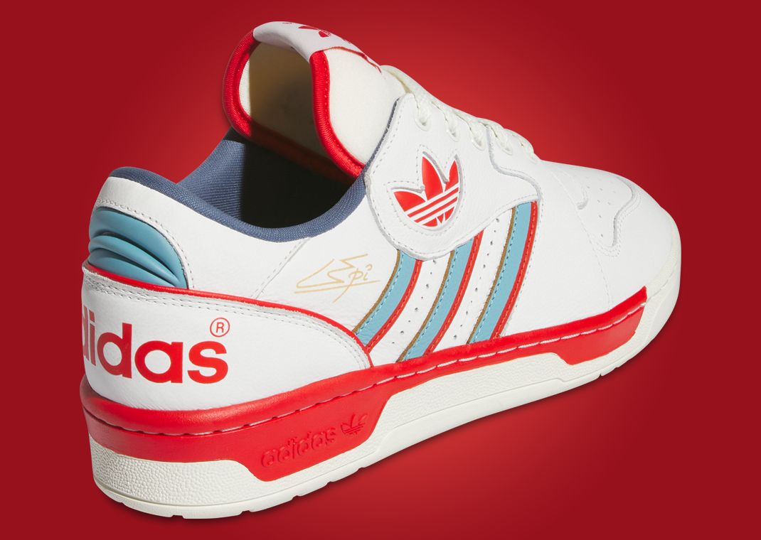 adidas Epi Pro Low White Blue Red Heel Angle