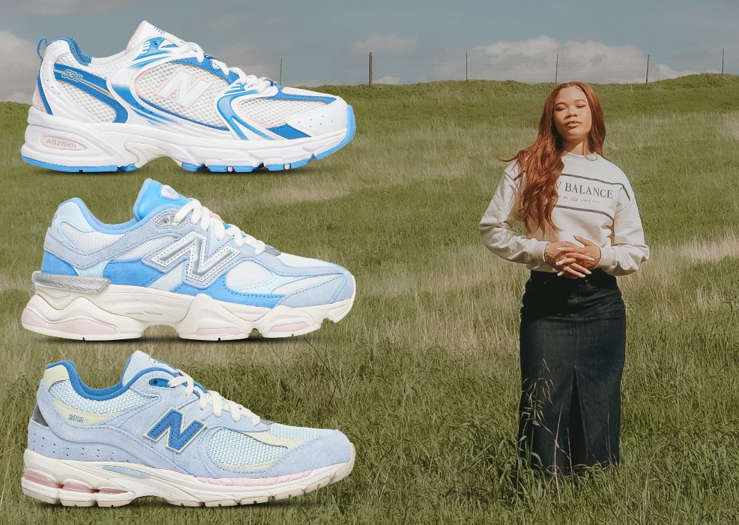 Storm Reid for the upcoming New Balance Pastel Blue Collection