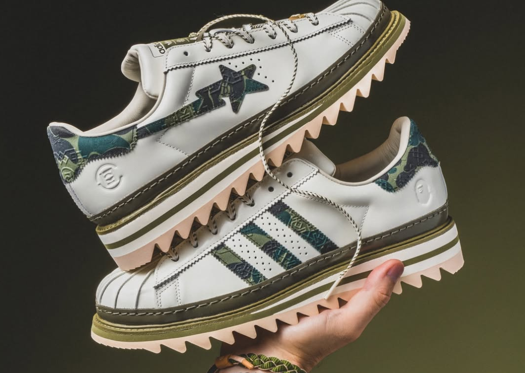 CLOT x BAPE x adidas Superstar Green Camo