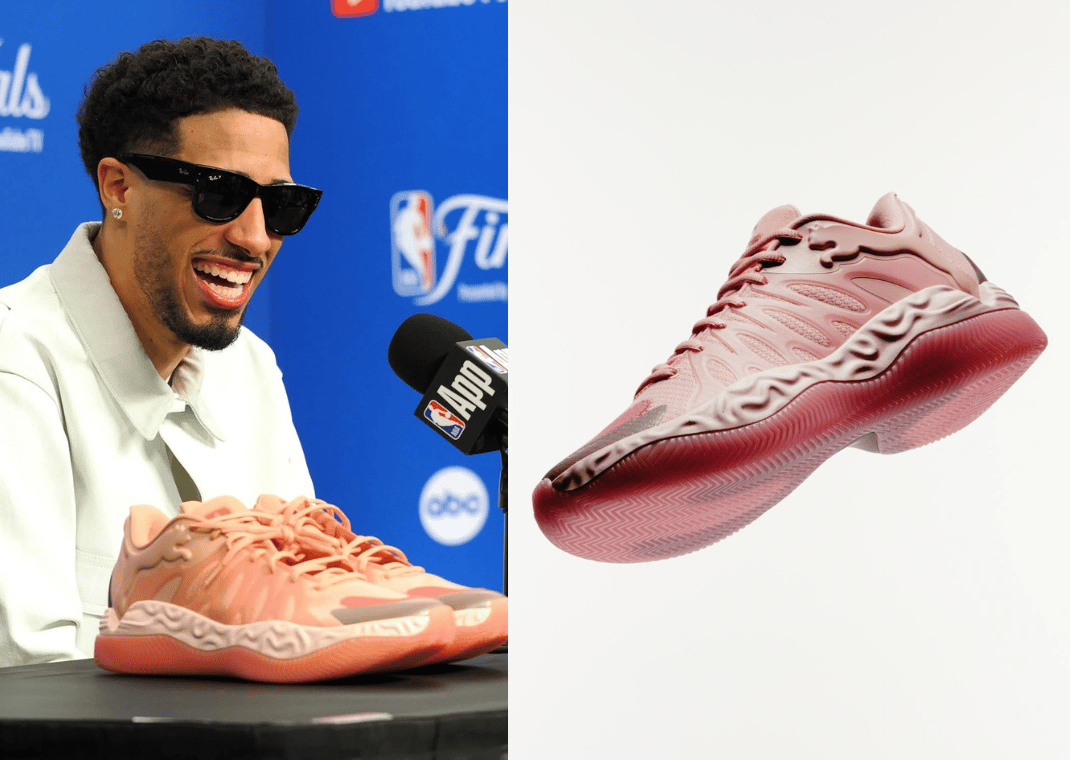 Tyrese Haliburton with his Puma Hali 1 after Game 1 of the NBA Finals