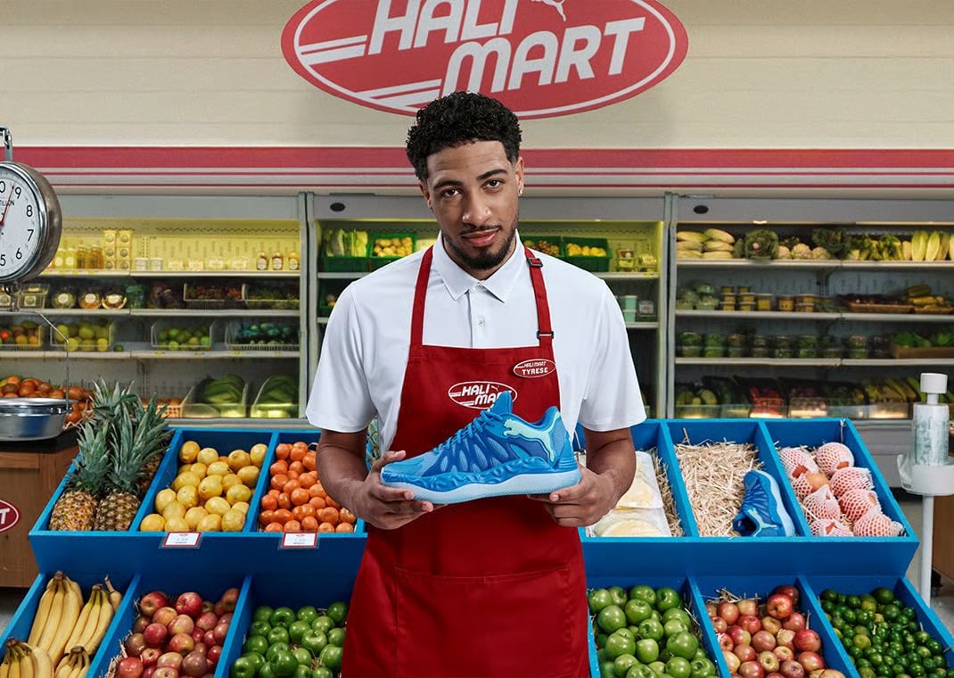 Tyrese Haliburton in an advertisement for his Puma Hali 1 signature sneaker