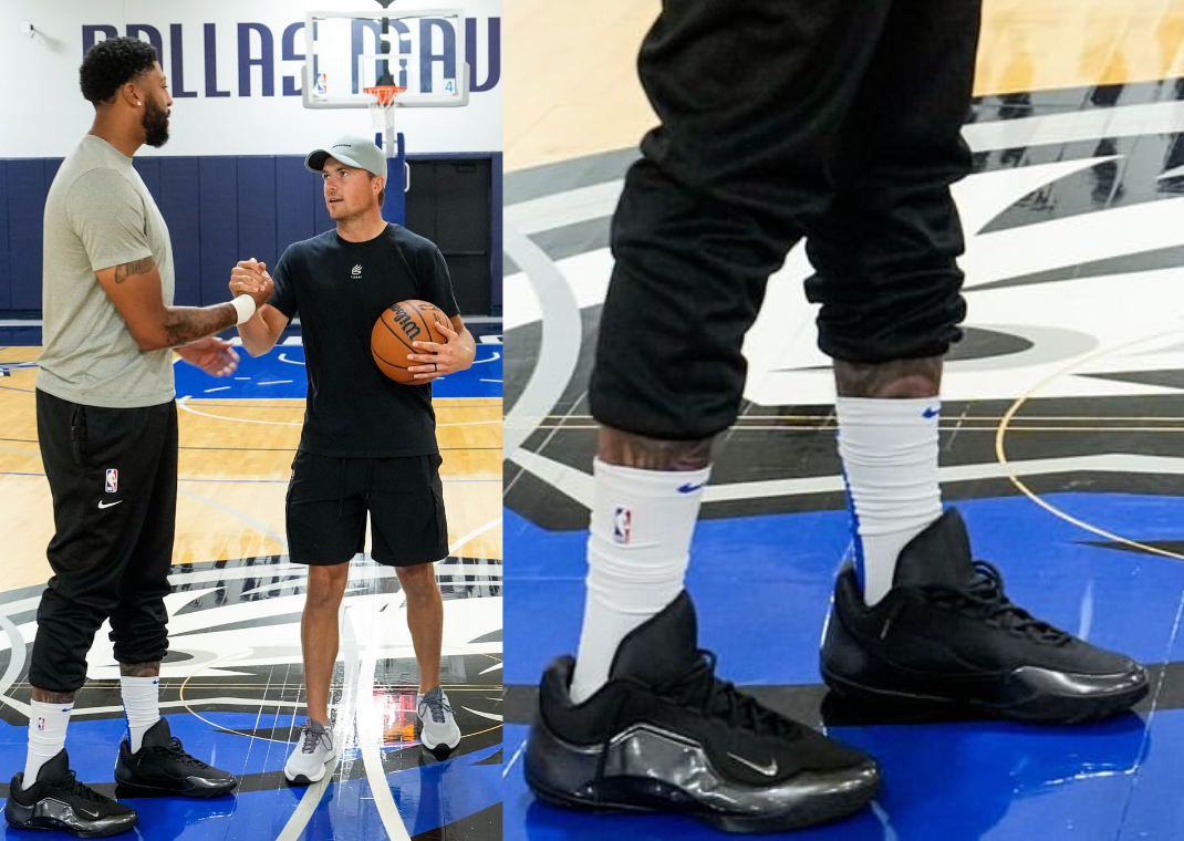 Anthony Davis wearing an all-black Nike LeBron 23