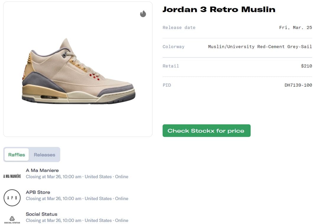 Air Jordan 3 Muslin Raffle Guide