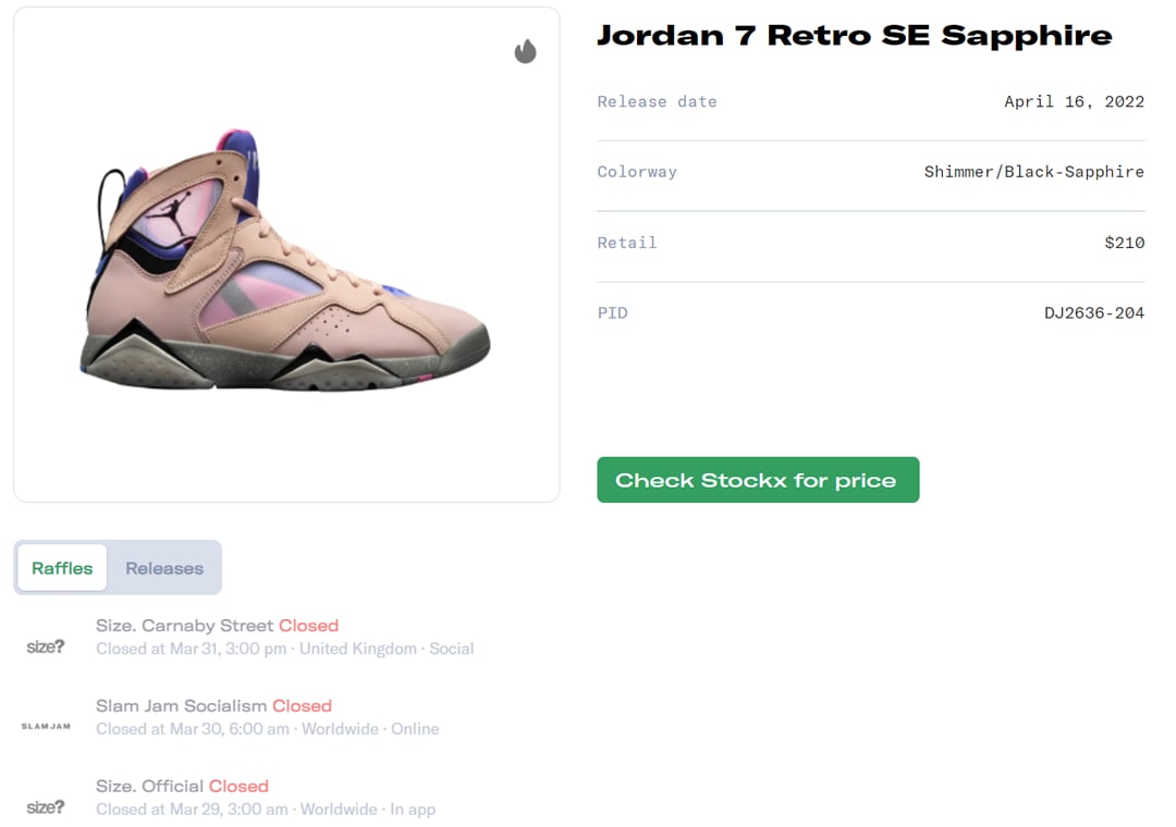 Air Jordan 7 Retro SE Sapphire Raffle Guide