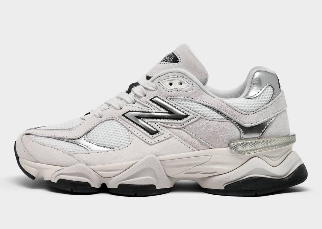 Women's New Balance 9060 White Black Metallic Silver