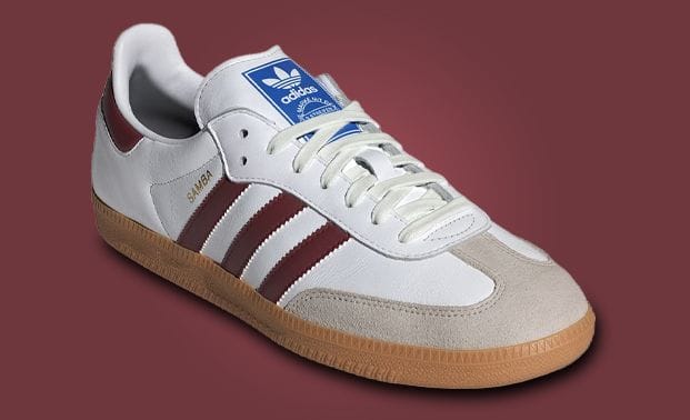 The adidas Samba OG Cloud White Collegiate Burgundy Releases March 2024