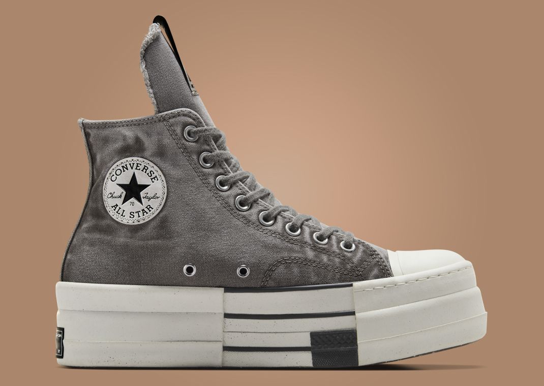 Rick Owens x Converse DBL DRKSTAR Hi Washed Canvas Concrete Medial